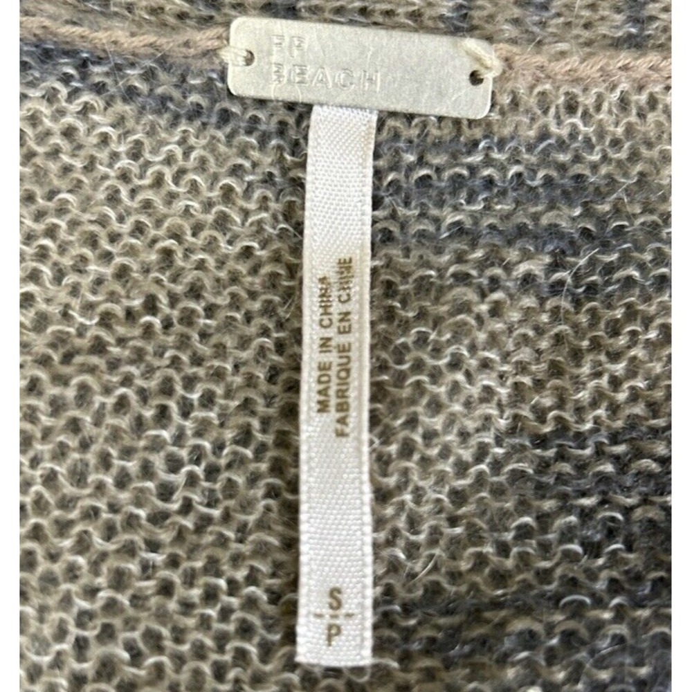 Free People Beach Small Brown Gray Sweater Mohair Blend Knit Button Cardigan - Picture 7 of 9